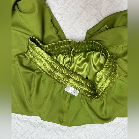NWOT 💚 Laina Rauma green drawstring club bed lightweight satin pants size S - Picture 16 of 17